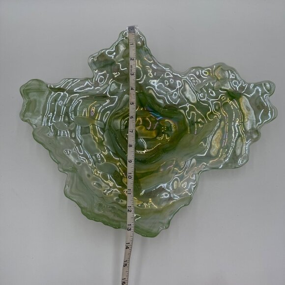 Studio art glass  Green Textured Glass Oyster Shell Dish - Picture 7 of 7